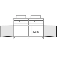 Garnero Arredamenti Mobili Bagno A Terra-Mobile bagno a terra 120cm con doppio lavabo 2 ante 2 cassetti bianco rovere Ilias