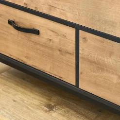 Garnero Arredamenti Mobili Bagno A Terra-Mobile bagno a terra 120cm con doppio lavabo 1 anta 2 cassetti rovere antracite Crown