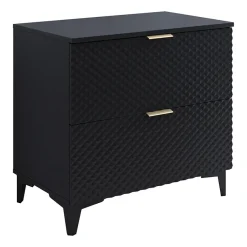 Garnero Arredamenti Mobili Bagno A Terra-Mobile bagno a terra 81cm con colonna nero frontali decorati Konny Nero Lucido - Nero opaco