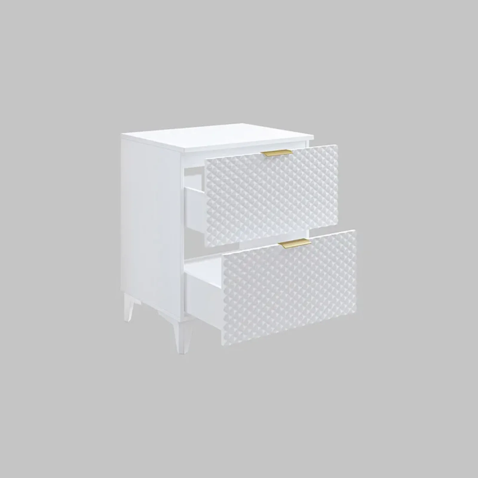Garnero Arredamenti Mobili Bagno A Terra-Mobile bagno a terra 61cm con colonna bianco frontali decorati Konny Bianco Lucido - Bianco opaco