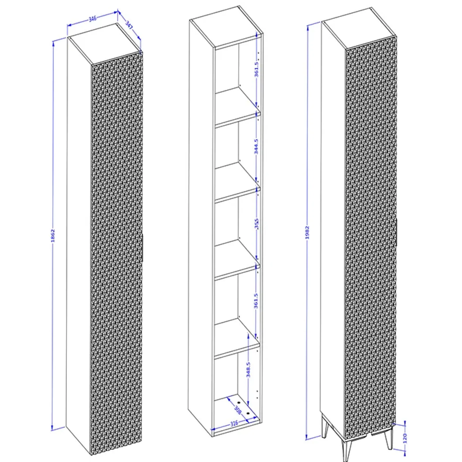 Garnero Arredamenti Mobili Bagno A Terra-Mobile bagno a terra 61cm con colonna bianco frontali decorati Konny Bianco Lucido - Bianco opaco