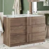 Garnero Arredamenti Mobili Bagno A Terra-Mobile bagno a terra 120cm con doppio lavabo 3 cassetti rovere Alvarez