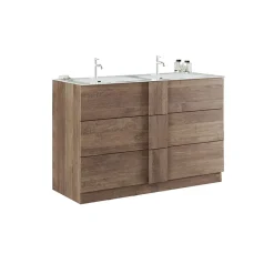 Garnero Arredamenti Mobili Bagno A Terra-Mobile bagno a terra 120cm con doppio lavabo 3 cassetti rovere Alvarez