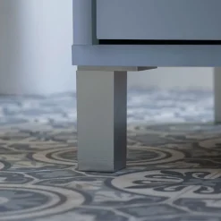 Garnero Arredamenti Mobili Bagno A Terra-Mobile bagno a terra 82cm con lavabo e specchio 3 cassetti blu chiaro Shutter Azzurro