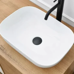 Garnero Arredamenti Mobili Bagno A Terra-Mobile bagno a terra 100cm con lavabo e colonna 3 ante 1 cassetto bianco rovere Jasmund Bianco Opaco - Rovere