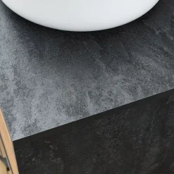 Garnero Arredamenti Mobili Bagno A Terra-Mobile bagno a terra 120cm con doppio lavabo e colonna rovere antracite Crown