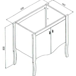 Garnero Arredamenti Mobili Bagno A Terra-Mobile bagno classico 60cm con lavabo 2 ante bianco Brigit