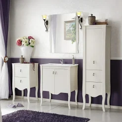 Garnero Arredamenti Mobili Bagno A Terra-Mobile bagno classico 60cm con lavabo 2 ante bianco Brigit