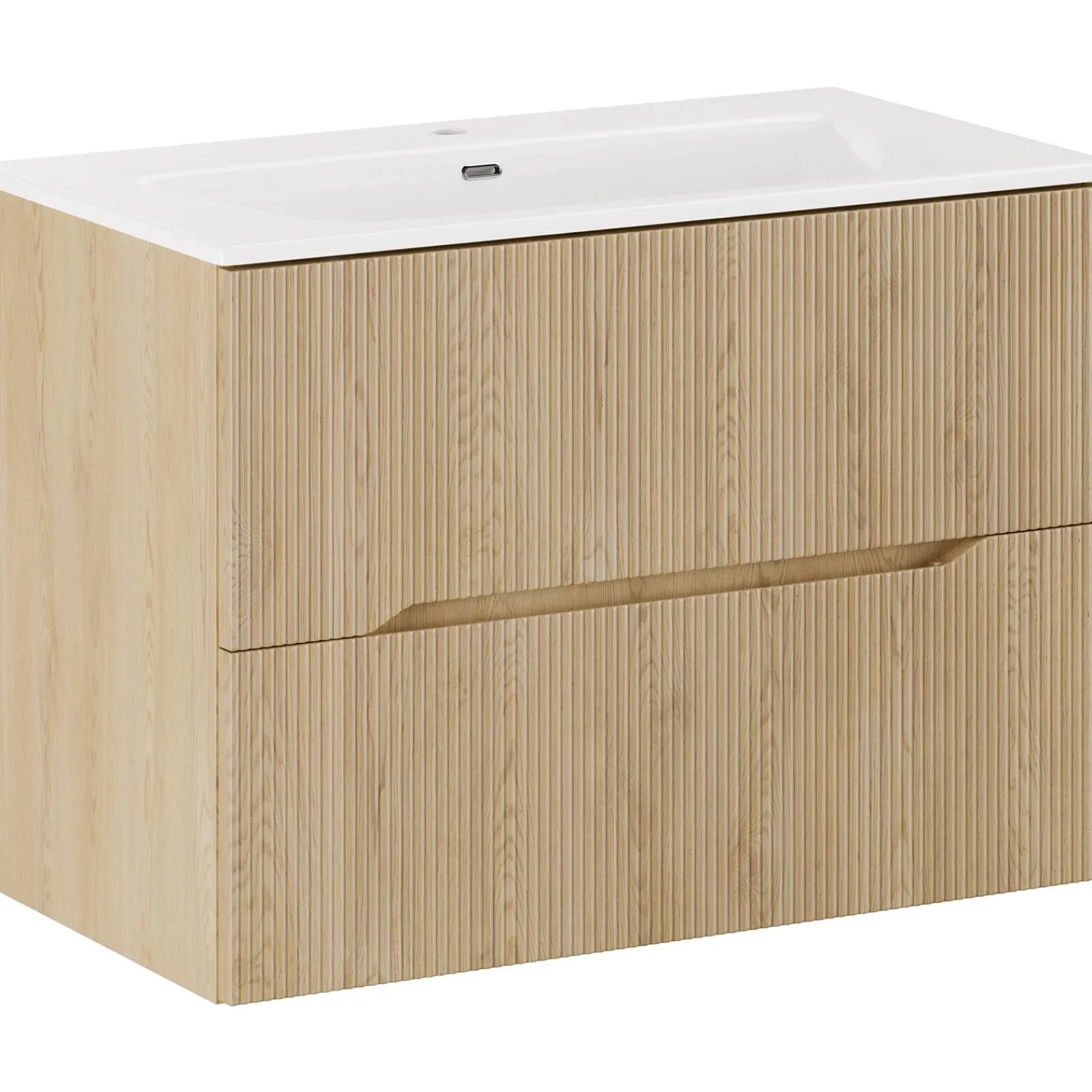 Garnero Arredamenti Mobile Bagno Sospeso-Mobile bagno sospeso cannettato 80cm con lavabo rovere Pretty