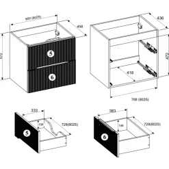 Garnero Arredamenti Mobile Bagno Sospeso-Mobile bagno sospeso cannettato 80cm con lavabo rovere Pretty