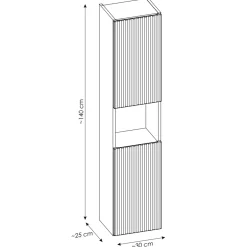 Garnero Arredamenti Mobile Bagno Sospeso-Mobile bagno sospeso cannettato 100cm con lavabo e colonna bianco rovere Cleany