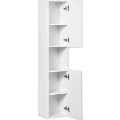 Garnero Arredamenti Mobile Bagno Sospeso-Mobile bagno sospeso cannettato 100cm con lavabo e colonna bianco rovere Cleany