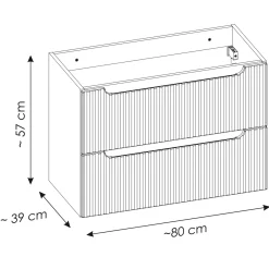 Garnero Arredamenti Mobile Bagno Sospeso-Mobile bagno sospeso cannettato 80cm con lavabo e colonna rovere Cleany Nero