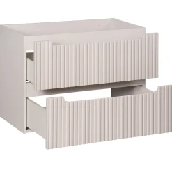 Garnero Arredamenti Mobile Bagno Sospeso-Mobile bagno sospeso cannettato 80cm con lavabo e colonna bianco Cleany Beige