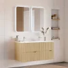 Garnero Arredamenti Mobile Bagno Sospeso-Mobile bagno sospeso cannettato 120cm con doppio lavabo rovere Pretty