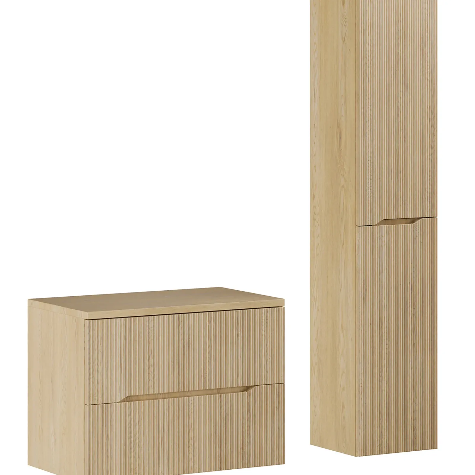 Garnero Arredamenti Mobile Bagno Sospeso-Mobile bagno sospeso cannettato 80cm con colonna rovere Pretty