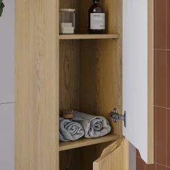 Garnero Arredamenti Mobile Bagno Sospeso-Mobile bagno sospeso cannettato 80cm con colonna rovere Pretty