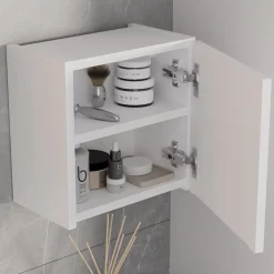 Garnero Arredamenti Mobile Bagno Sospeso-Mobile bagno sospeso cannettato 80cm con lavabo, colonna e 3 pensili bianco rovere Cleany