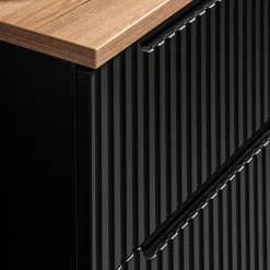 Garnero Arredamenti Mobile Bagno Sospeso-Mobile bagno sospeso cannettato 100cm con lavabo e colonna nero rovere Cleany