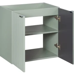 Garnero Arredamenti Mobile Bagno Sospeso-Mobile bagno sospeso cannettato 140cm 5 ante verde salvia rovere Greeny