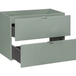 Garnero Arredamenti Mobile Bagno Sospeso-Mobile bagno sospeso cannettato 80cm con lavabo e colonna verde salvia rovere Greeny