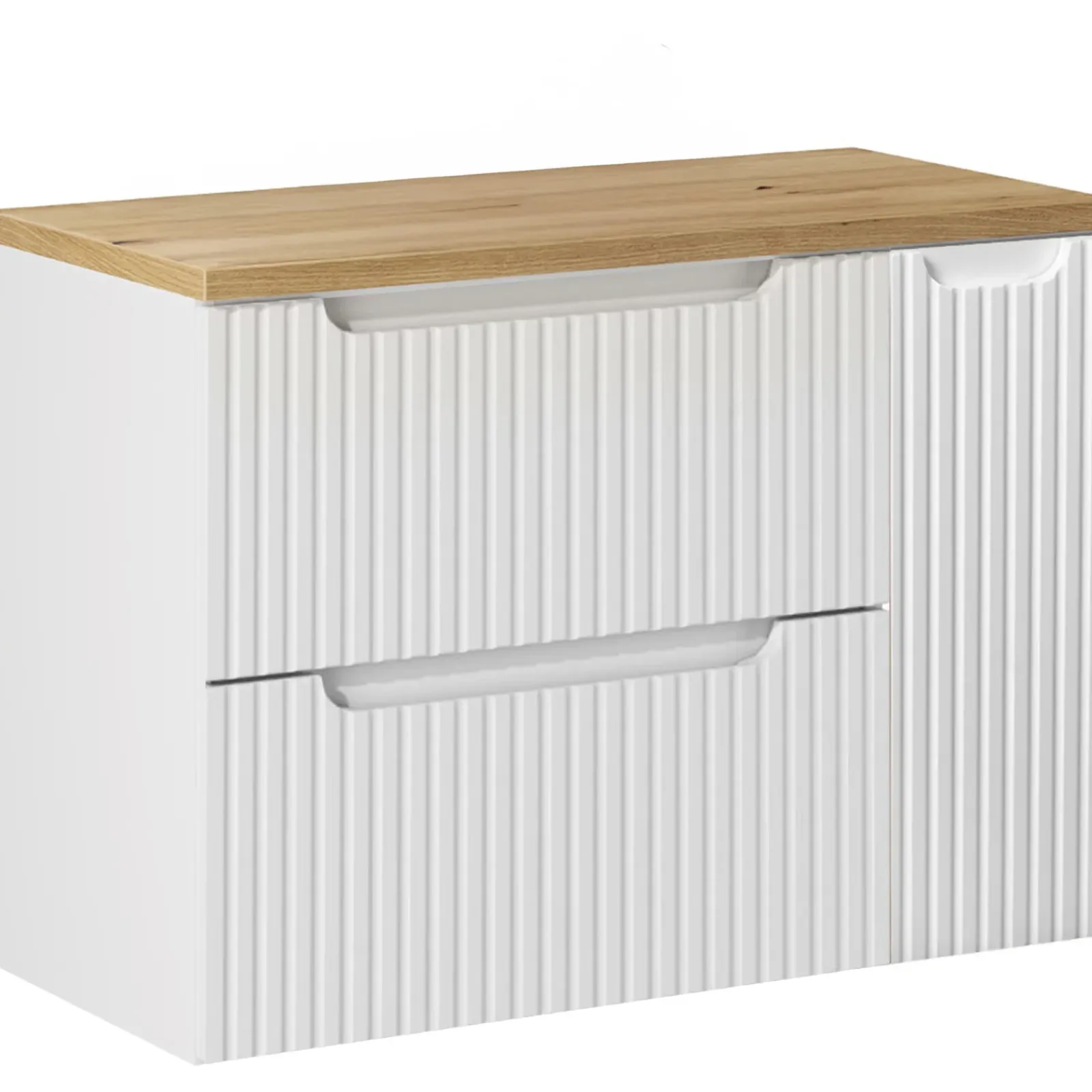 Garnero Arredamenti Mobile Bagno Sospeso-Mobile bagno sospeso cannettato 80cm bianco rovere Cleany