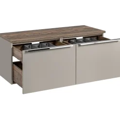 Garnero Arredamenti Mobile Bagno Sospeso-Mobile bagno sospeso 120cm 2 cassettoni e 2 cassetti attrezzati grigio quercia Serif