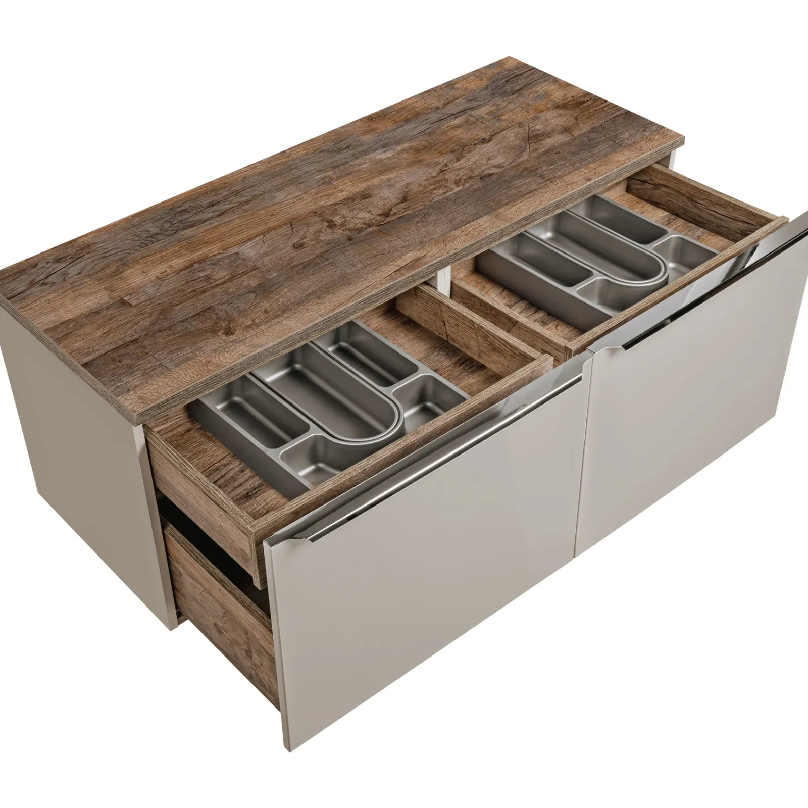 Garnero Arredamenti Mobile Bagno Sospeso-Mobile bagno sospeso 120cm 2 cassettoni e 2 cassetti attrezzati grigio quercia Serif