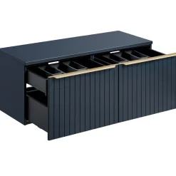 Garnero Arredamenti Mobile Bagno Sospeso-Mobile bagno sospeso 120cm 2 cassettoni e 2 cassetti attrezzati cannettato blu Deep