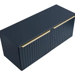 Garnero Arredamenti Mobile Bagno Sospeso-Mobile bagno sospeso 120cm 2 cassettoni e 2 cassetti attrezzati cannettato blu Deep