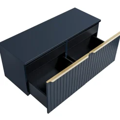 Garnero Arredamenti Mobile Bagno Sospeso-Mobile bagno sospeso 120cm 2 cassettoni e 2 cassetti attrezzati cannettato blu Deep