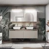 Garnero Arredamenti Mobile Bagno Sospeso-Mobile bagno sospeso 160cm 2 cassettoni e 2 cassetti attrezzati grigio quercia Serif