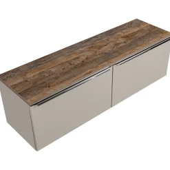 Garnero Arredamenti Mobile Bagno Sospeso-Mobile bagno sospeso 160cm 2 cassettoni e 2 cassetti attrezzati grigio quercia Serif