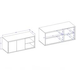 Garnero Arredamenti Mobile Bagno Sospeso-Mobile bagno sospeso 120cm 2 ante e 2 vani a giorno nero Linda Tortora