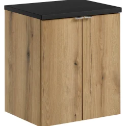 Garnero Arredamenti Mobile Bagno Sospeso-Mobile bagno sospeso 50cm 2 ante rovere nero Rovery Rovere - Nero