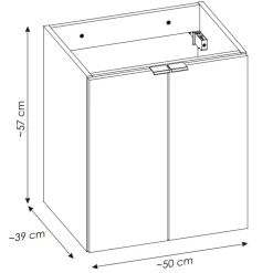 Garnero Arredamenti Mobile Bagno Sospeso-Mobile bagno sospeso 50cm 2 ante rovere nero Rovery Rovere - Nero