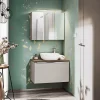 Garnero Arredamenti Mobile Bagno Sospeso-Mobile bagno sospeso 80cm 1 cassettone e 1 cassetto attrezzato grigio quercia Serif