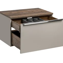 Garnero Arredamenti Mobile Bagno Sospeso-Mobile bagno sospeso 80cm 1 cassettone e 1 cassetto attrezzato grigio quercia Serif