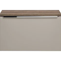 Garnero Arredamenti Mobile Bagno Sospeso-Mobile bagno sospeso 80cm 1 cassettone e 1 cassetto attrezzato grigio quercia Serif