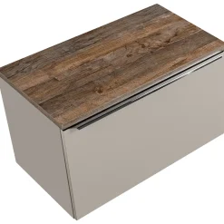 Garnero Arredamenti Mobile Bagno Sospeso-Mobile bagno sospeso 80cm 1 cassettone e 1 cassetto attrezzato grigio quercia Serif