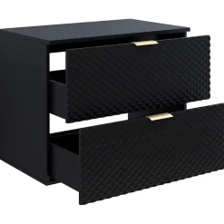 Garnero Arredamenti Mobile Bagno Sospeso-Mobile bagno sospeso 81cm 2 cassetti nero frontali decorati Konny Nero Lucido - Nero opaco