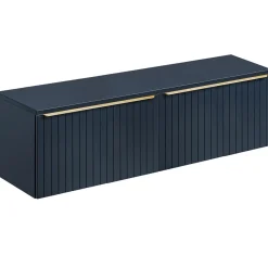 Garnero Arredamenti Mobile Bagno Sospeso-Mobile bagno sospeso 160cm 2 cassettoni e 2 cassetti attrezzati cannettato blu Deep