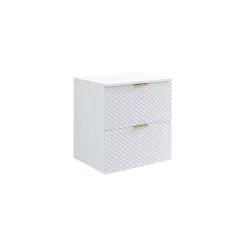 Garnero Arredamenti Mobile Bagno Sospeso-Mobile bagno sospeso 61cm 2 cassetti bianco frontali decorati Konny Bianco Lucido - Bianco opaco