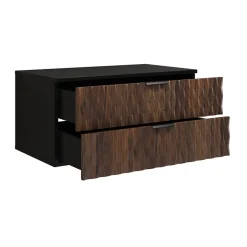 Garnero Arredamenti Mobile Bagno Sospeso-Mobile bagno sospeso 82cm 2 cassetti nero frontali noce decorati Silvy
