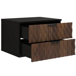 Garnero Arredamenti Mobile Bagno Sospeso-Mobile bagno sospeso 64cm 2 cassetti nero frontali noce decorati Silvy