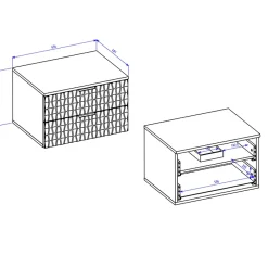 Garnero Arredamenti Mobile Bagno Sospeso-Mobile bagno sospeso 64cm 2 cassetti nero frontali noce decorati Silvy