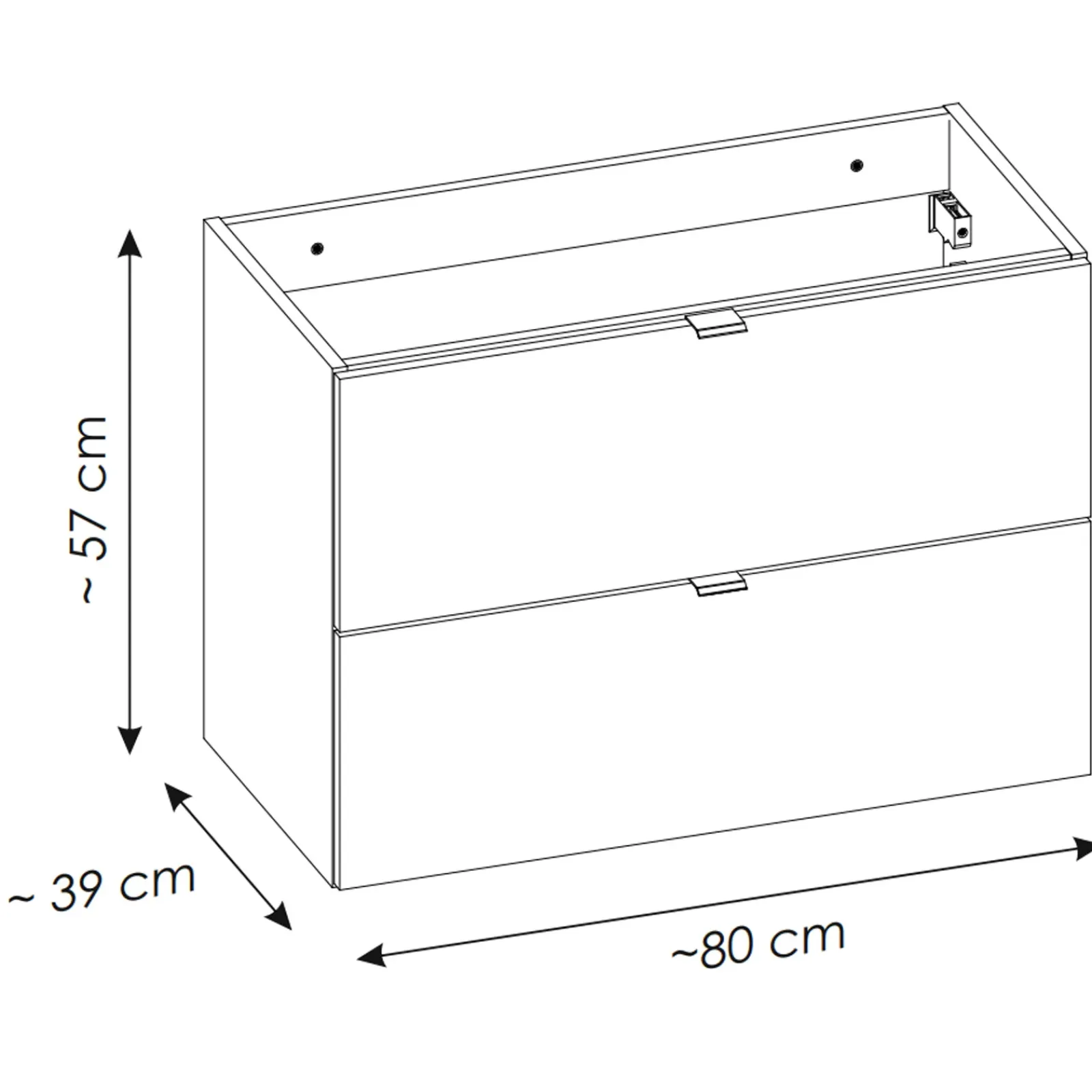 Garnero Arredamenti Mobile Bagno Sospeso-Mobile bagno sospeso 80cm 2 cassetti rovere nero Rovery Rovere - Nero