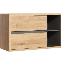 Garnero Arredamenti Mobile Bagno Sospeso-Mobile bagno sospeso 100cm 2 cassetti rovere antracite Veny