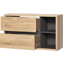 Garnero Arredamenti Mobile Bagno Sospeso-Mobile bagno sospeso 100cm 2 cassetti rovere antracite Veny