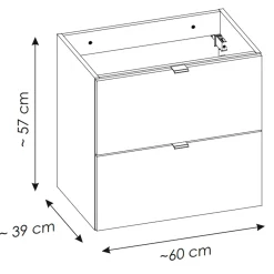 Garnero Arredamenti Mobile Bagno Sospeso-Mobile bagno sospeso 60cm 2 cassetti rovere nero Rovery Rovere - Nero